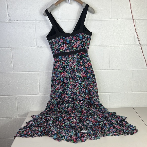 RTR SALONI
Jewel Rosette Lana Dress Black/Floral size 4 Strappy MIDI silk ruffle - Picture 6 of 7